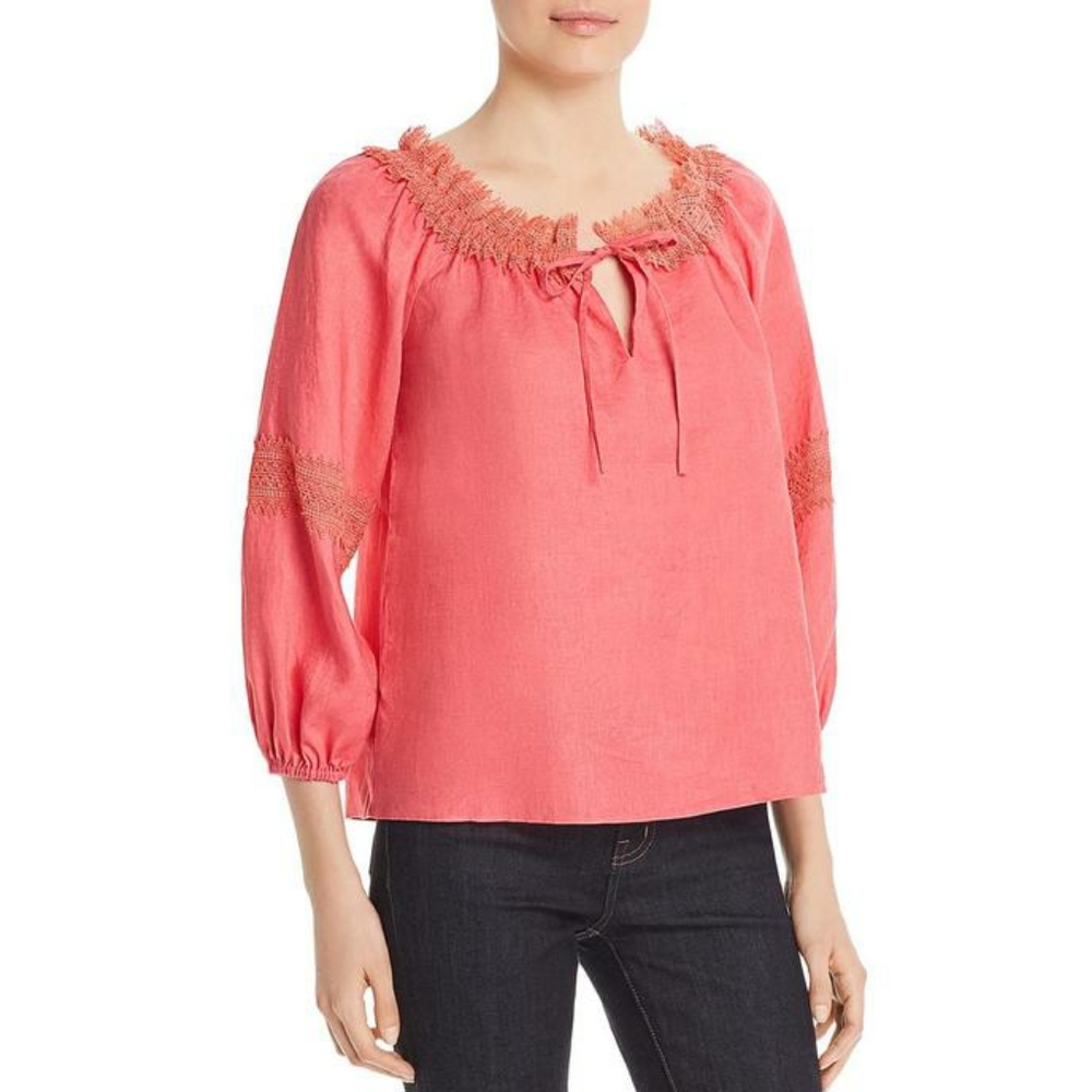 LE GALI Candy Lace_Trim Neck Top